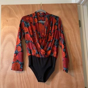 Zara “wrap” floral bodysuit